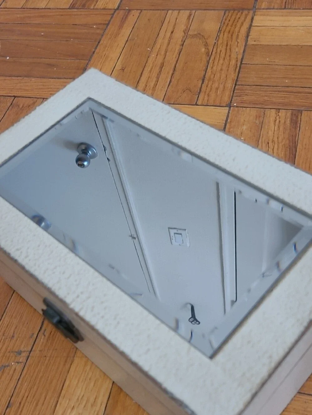 Wooden Jewelry Box with Mirror - Off-White